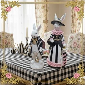 Bella Lux Victorian Rabbit Easter Figurine Set Mackenzie Childs Style - NEW